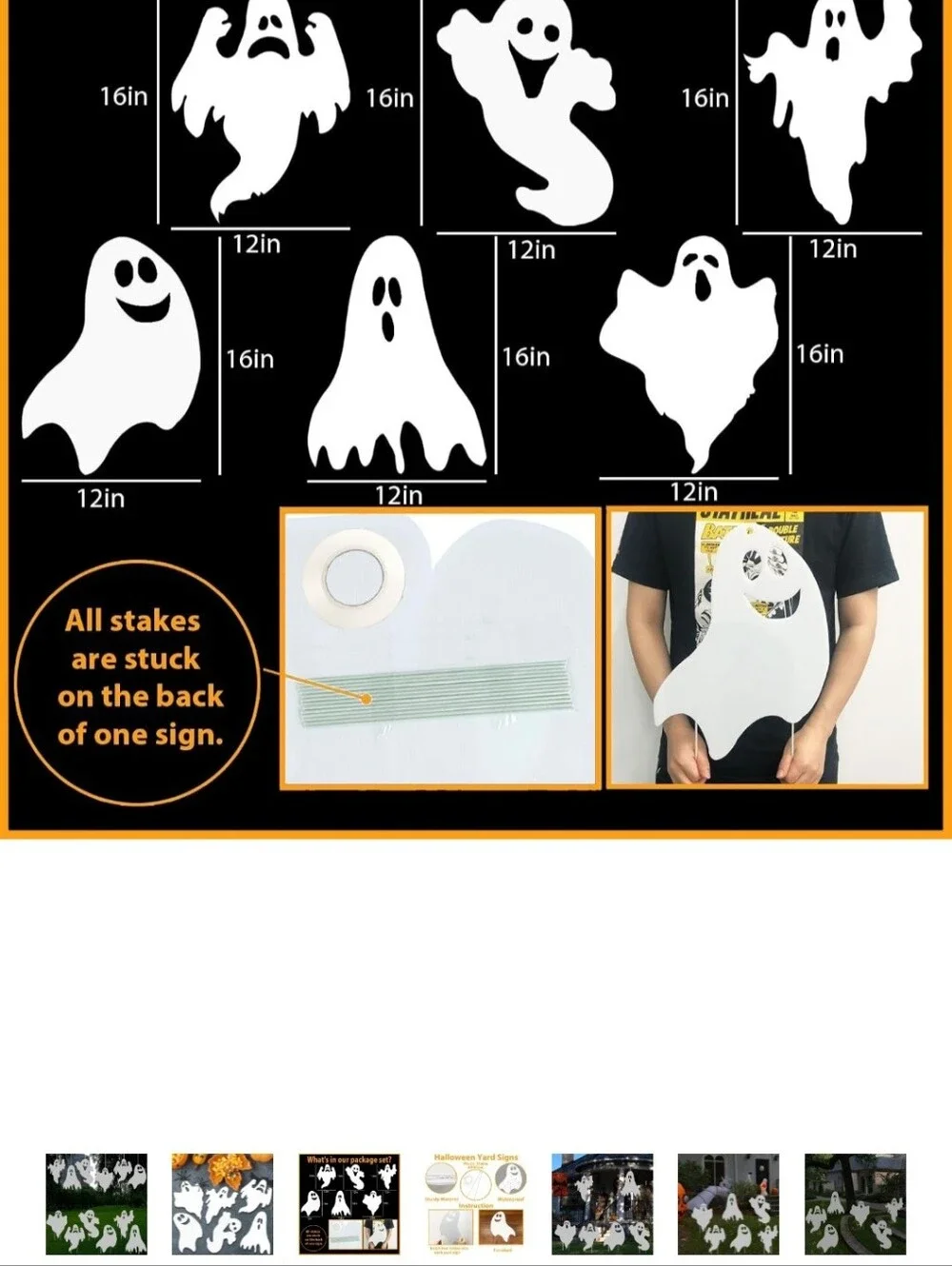 Halloween Decor Ghost Costume Set Of 6pc – White Ghosts